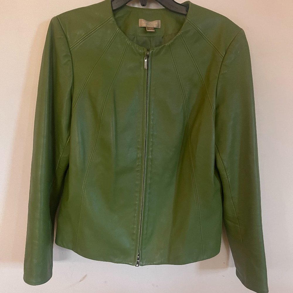 Green Lambskin leather jacket